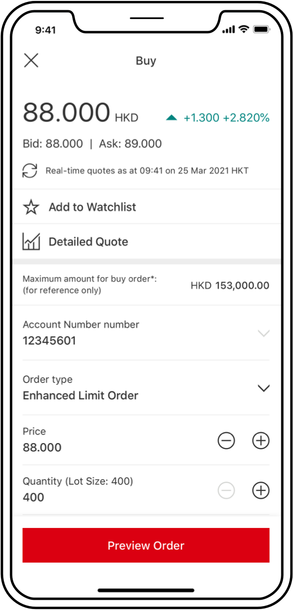 Fast and secure order placements detail data display