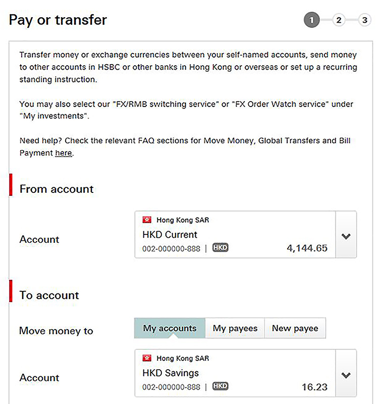 Using Personal Internet Banking Send money with FPS step 1