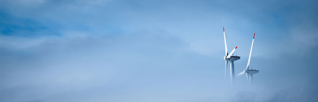 空中的風力渦輪機；圖片使用於ESG產品頁面