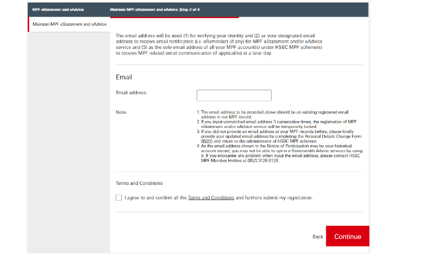 step 5 for set up email address screenshot on how to register