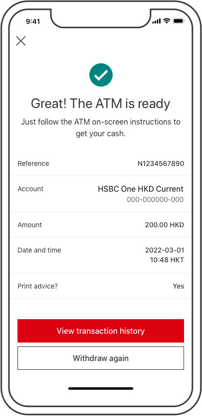 Mobile screen step 5 complete your cash withdrawal, image used for how to use mobile cash withdrawal
