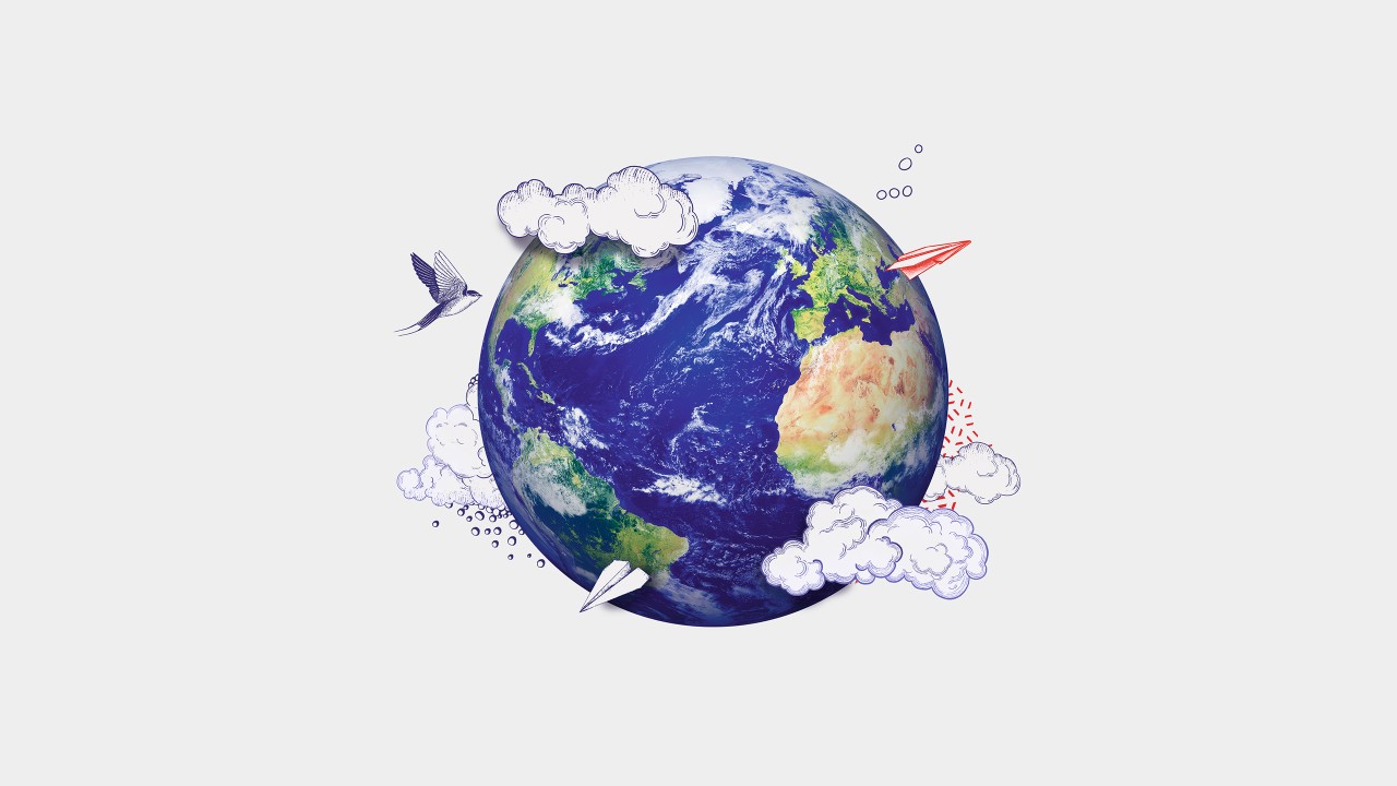 Earth with birds and white clouds background; image used for the HSBC Premier page.